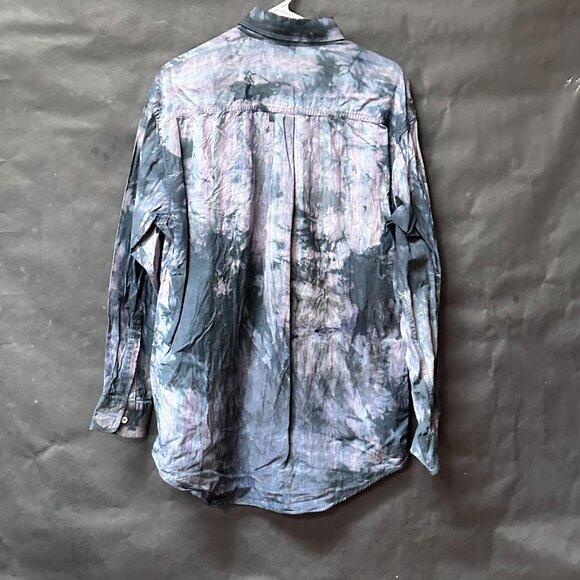 L.L. Bean Shirt Tie Dye Size Large Cotton Grunge Distressed Long Sleeve Button - Picture 3 of 11